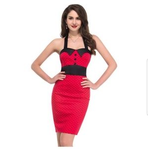 🆕️💄Vintage 60s Halter V-Neck BodyCon Dress💄🆕️
